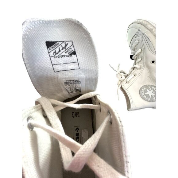 Converse Girls Sneakers Leather Chuck Taylor White Size 3 - Picture 7 of 9